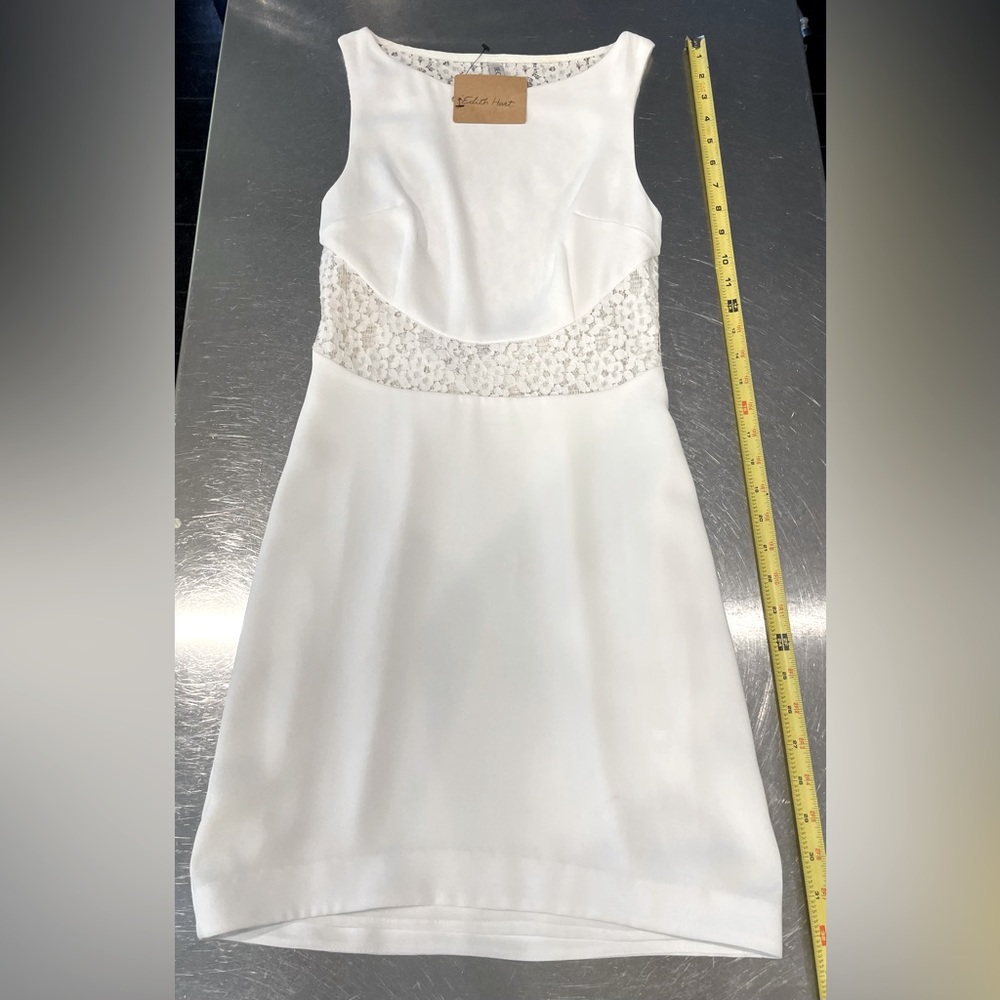 Bec&Bridge White knee length lace-back dress.